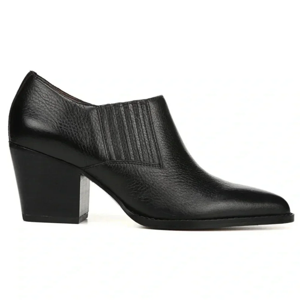 Franco Sarto | Camella Black Leather‎ Ankle Bootie Heeled Boots women’s size 8